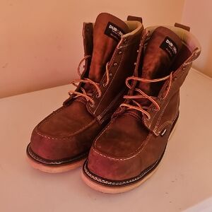 Brown Men's Work Boots - Lace-Up Durable Leather